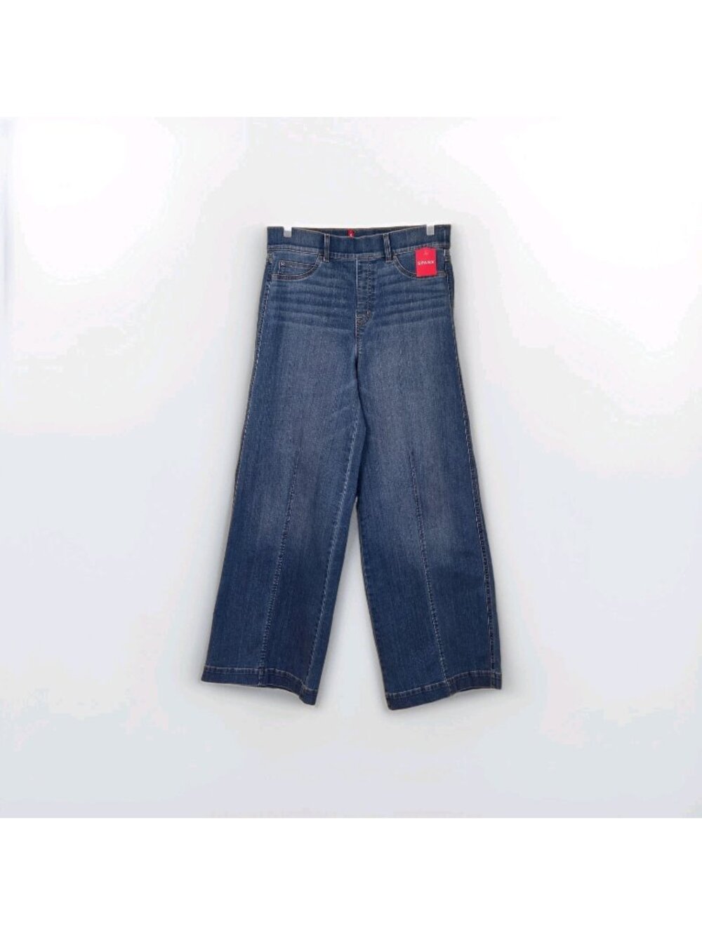 Spanx Seamed Wide Leg Jeans L Blue Stretch Denim Streetwear Preppy Granola Girl